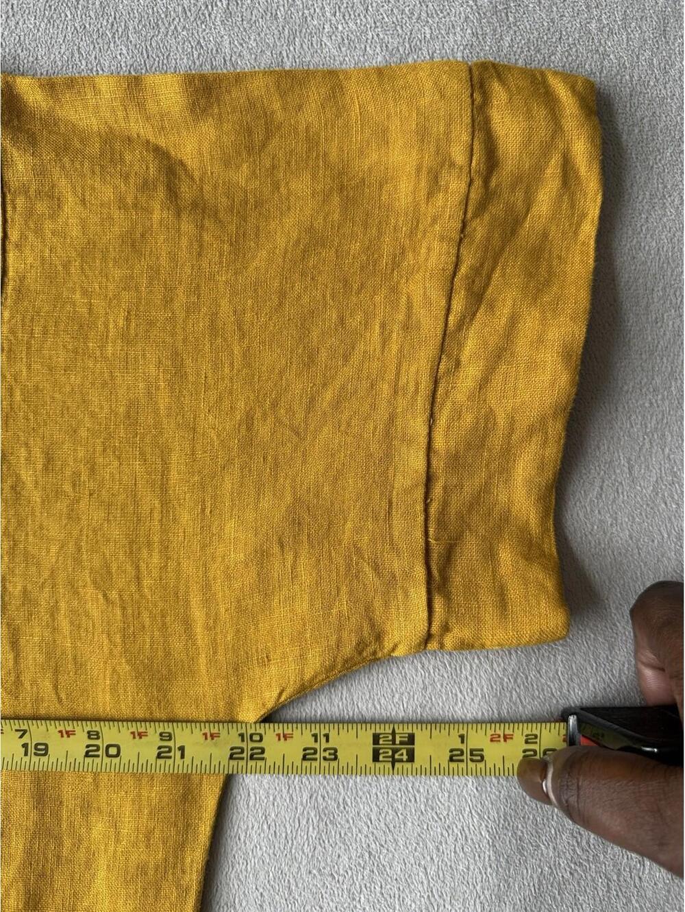 Francesca Bettini Top Women’s Large Linen Mustard Boxy Pockets Italy Lagenlook - Picture 5 of 7
